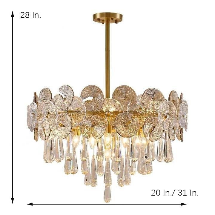 Candelabra Flush Mount Ceiling Light Metal Crystal LED Light