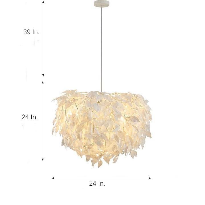 Modern Scandinavian Fabric Pendant Light??White & Gold, LED, Dimmable, 24''