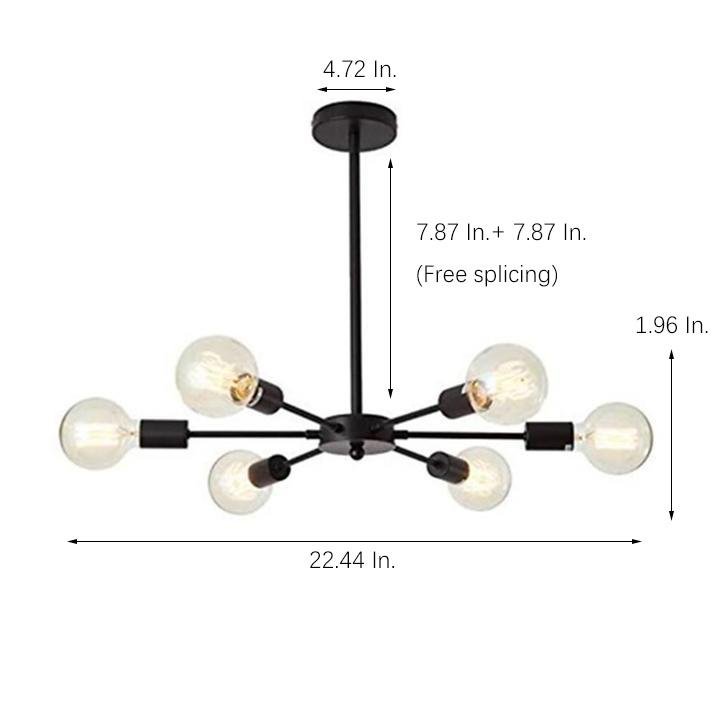 Mid-Century Sputnik Semi-Flush Mount Bedroom 193sq ft - 269sq ft Illumination Area Ceiling Light