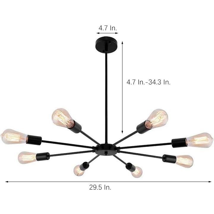 Mid-Century Sputnik Semi-Flush Mount Bedroom 193sq ft - 269sq ft Illumination Area Ceiling Light