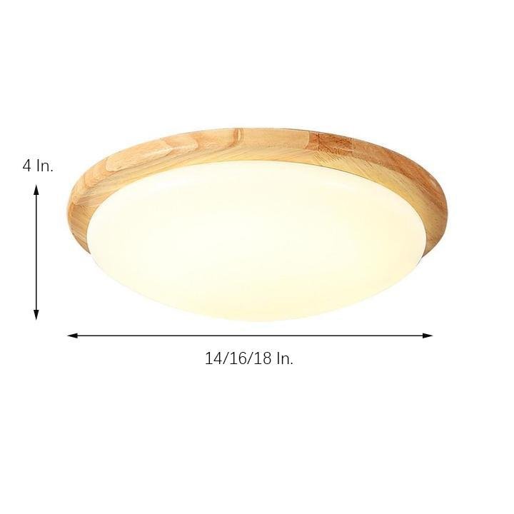 14'' LED Dimmable Wood Flush Mount Light Nordic LED Bamboo Bedroom Ceiling Lights