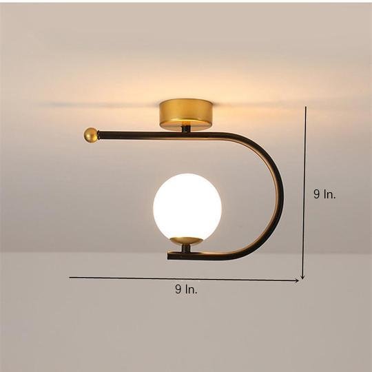 Black Flush Mount Ceiling Light Curves Globe Traditional Light