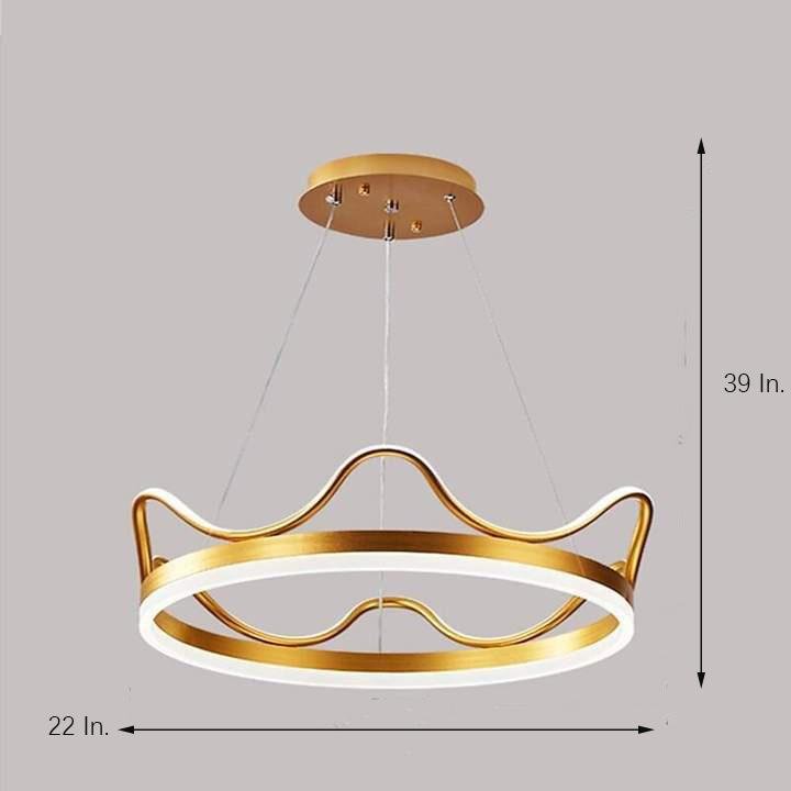 Dimmable Round LED Ring Chandelier Crown Design Modern Aluminum & Acrylic Pendant Light for Living Room