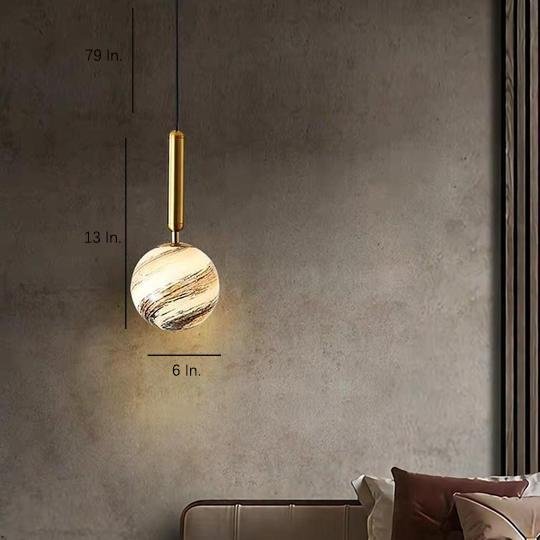 Distressed Globe Hallway Pendant Light Metal Acrylic Pendant Lighting