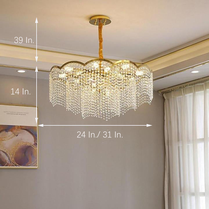 Lantern Design Electroplated Crystal Metal LED Modern Chandeliers