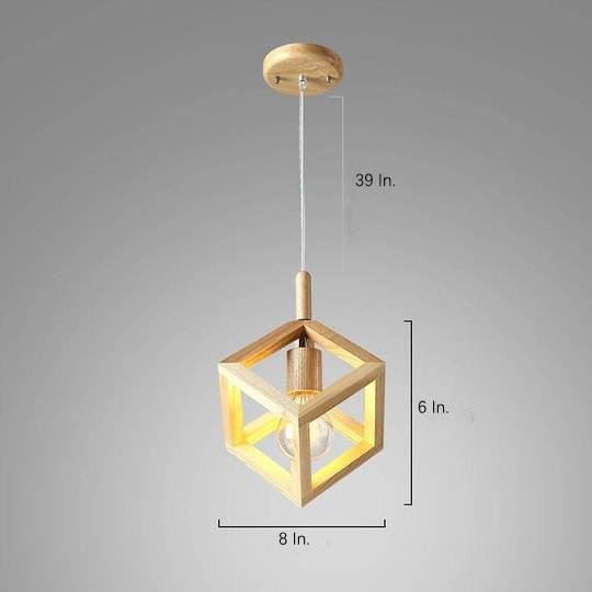 Wood Square LED Modern Island Lights Pendant Lighting Hanging Ceiling Lamp