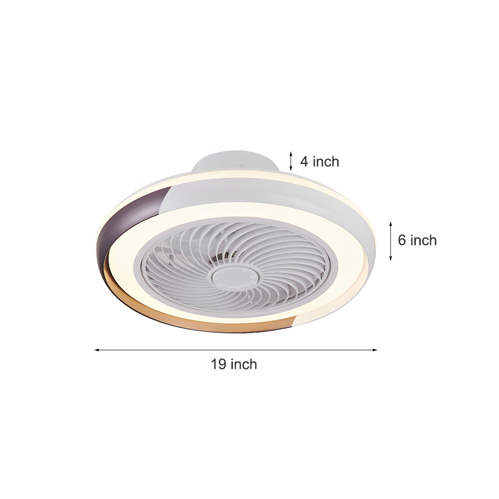 White Flush Mount Bladeless Fan Ceiling with LED Light