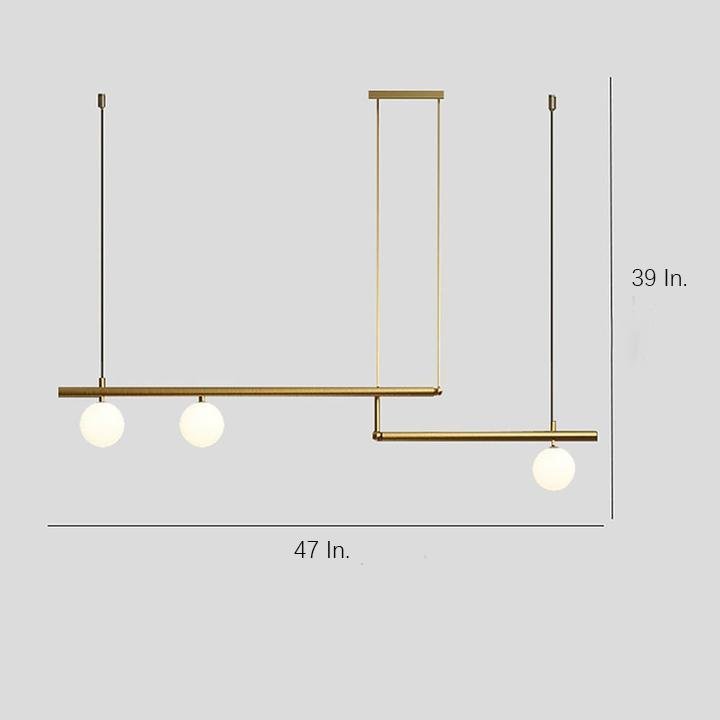 Minimalist Modern Linear Globe Pendant Lighting Copper Glass Kitchen & Dining Room Light