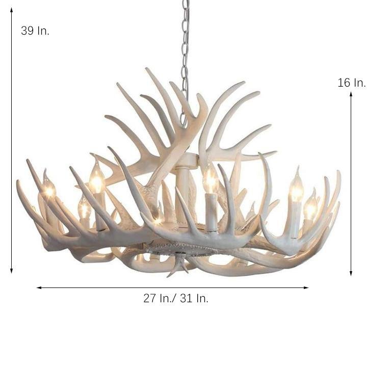 Vintage Antler Chandelier with Candle Lights - 4/6/8 Lights