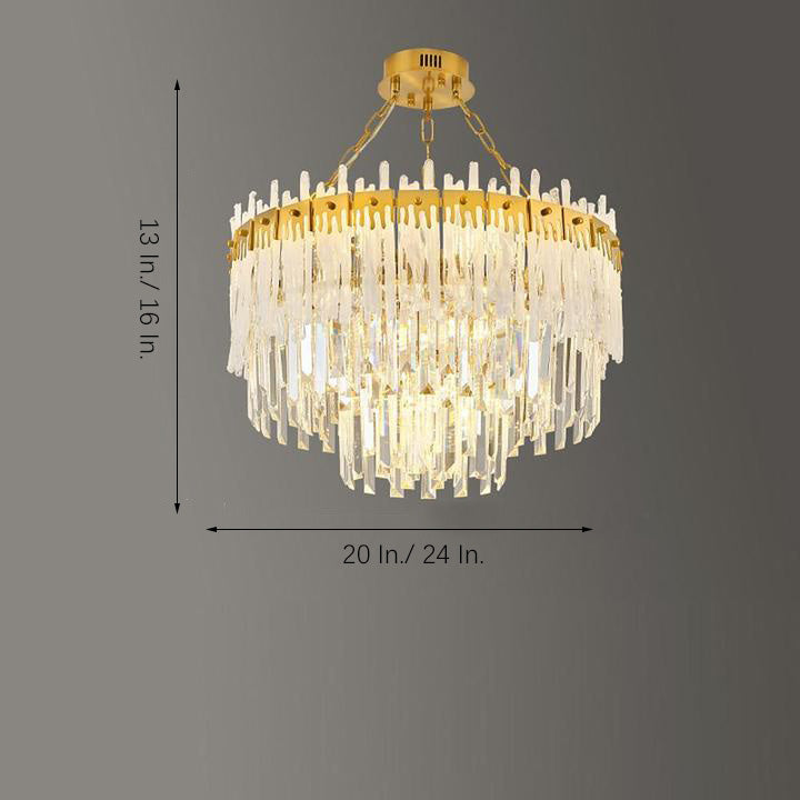 Nordic Style Round Gold Crystal Chandelier: 16??cord, Gold, Neutral Light