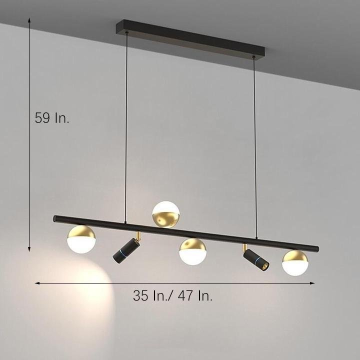 6/8-Light Black Island Horizontal Suspension Linear Pendant Light