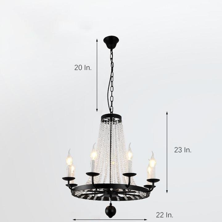 Empire Wagon Wheel Chandelier - 8/10/12 Candle Lights,  20'' Adjustable Chain, Crystal Accents