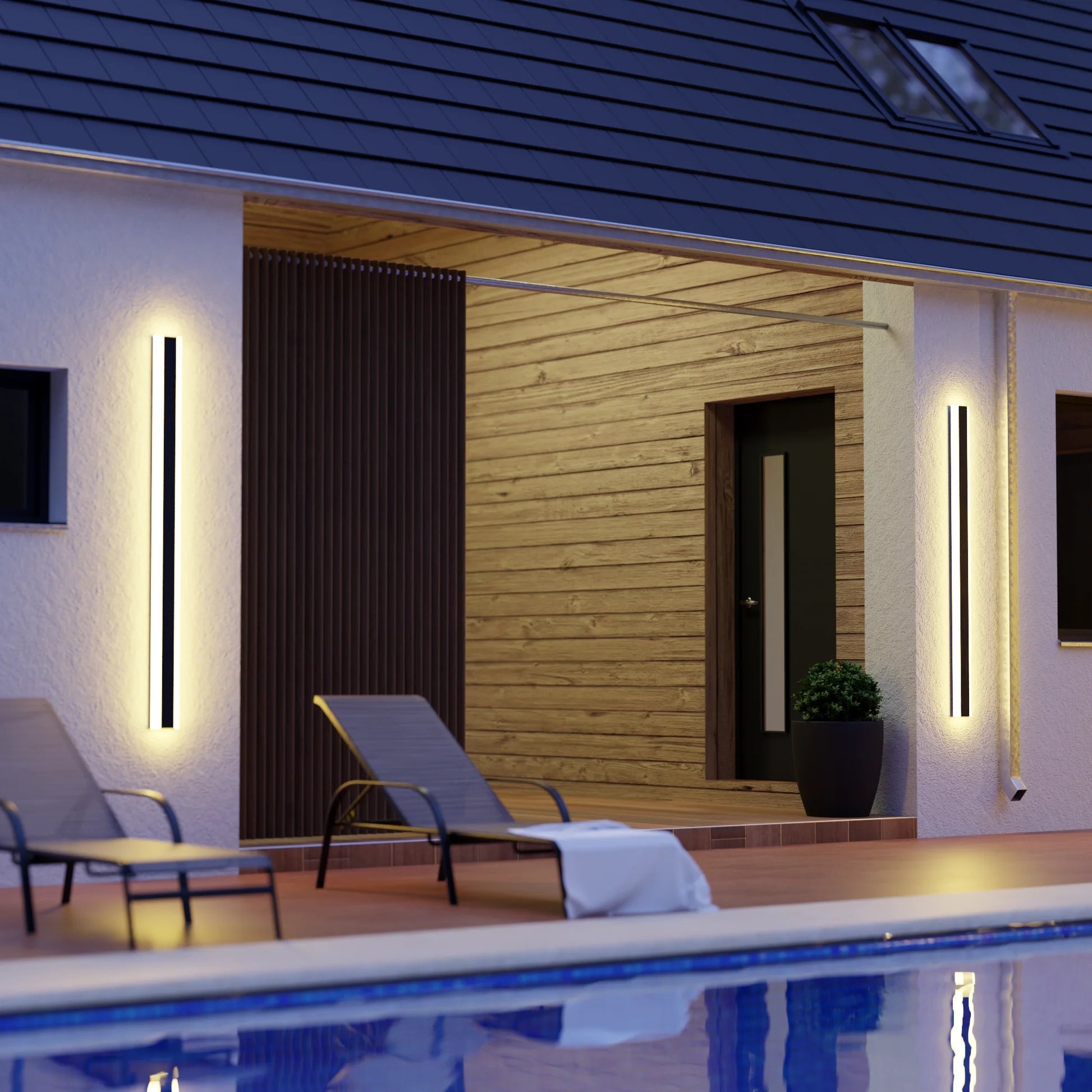 Linear LED Long Outdoor Wall Light Minimalist Exterior Wall Mount Lights Waterproof for Porch