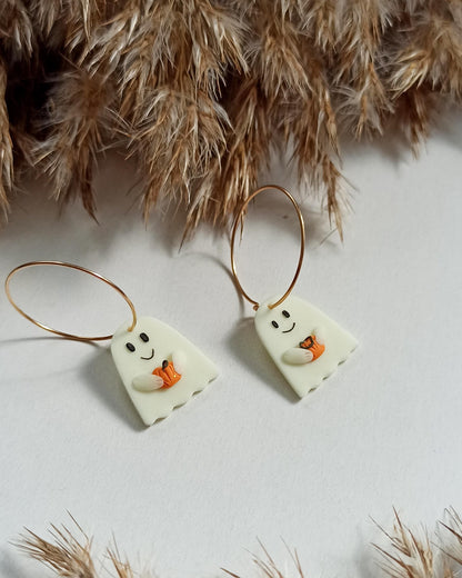 Dark glow Ghosts, Halloween Earring, Polymer Clay stud, Cute Ghost, Halloween Earrings Clay, Halloween  Charms, Glow in The Dark