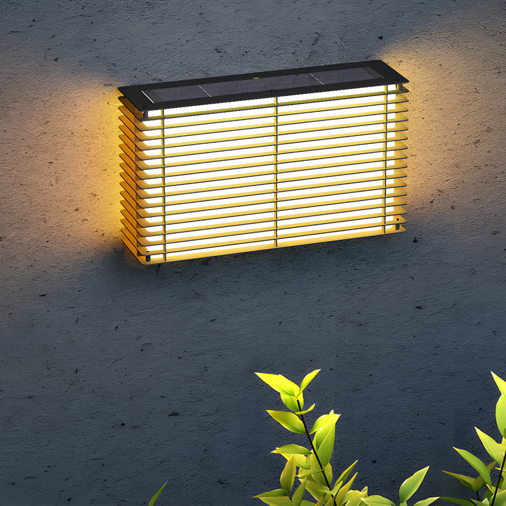 Waterproof Square Grids Stainless Steel Black Modern Solar Wall Lights