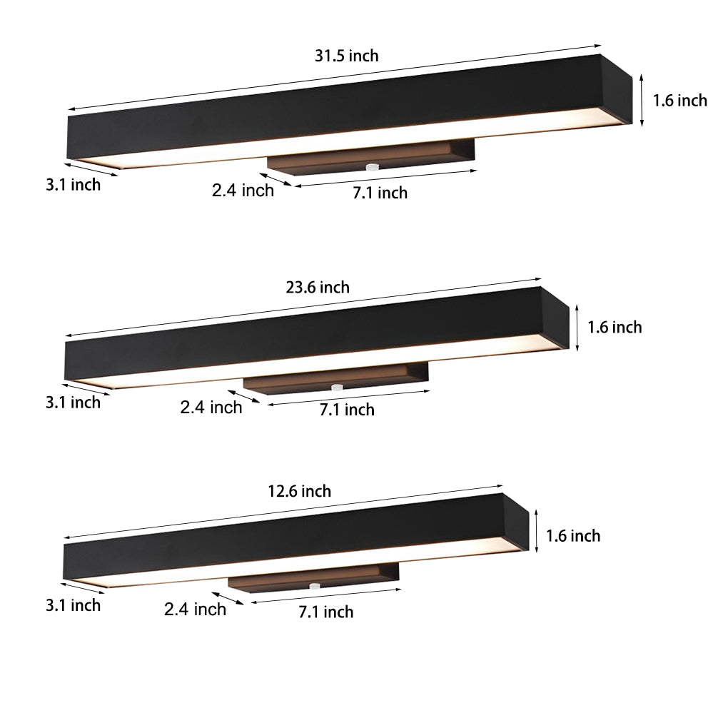 Outdoor Motion Sensor Black Rectangle Wall Light