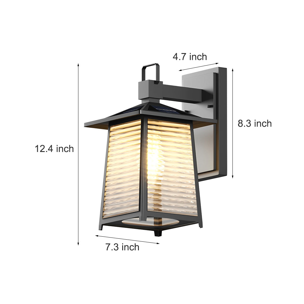 Waterproof Thickened Glass Black Retro Solar Outdoor Wall Lights