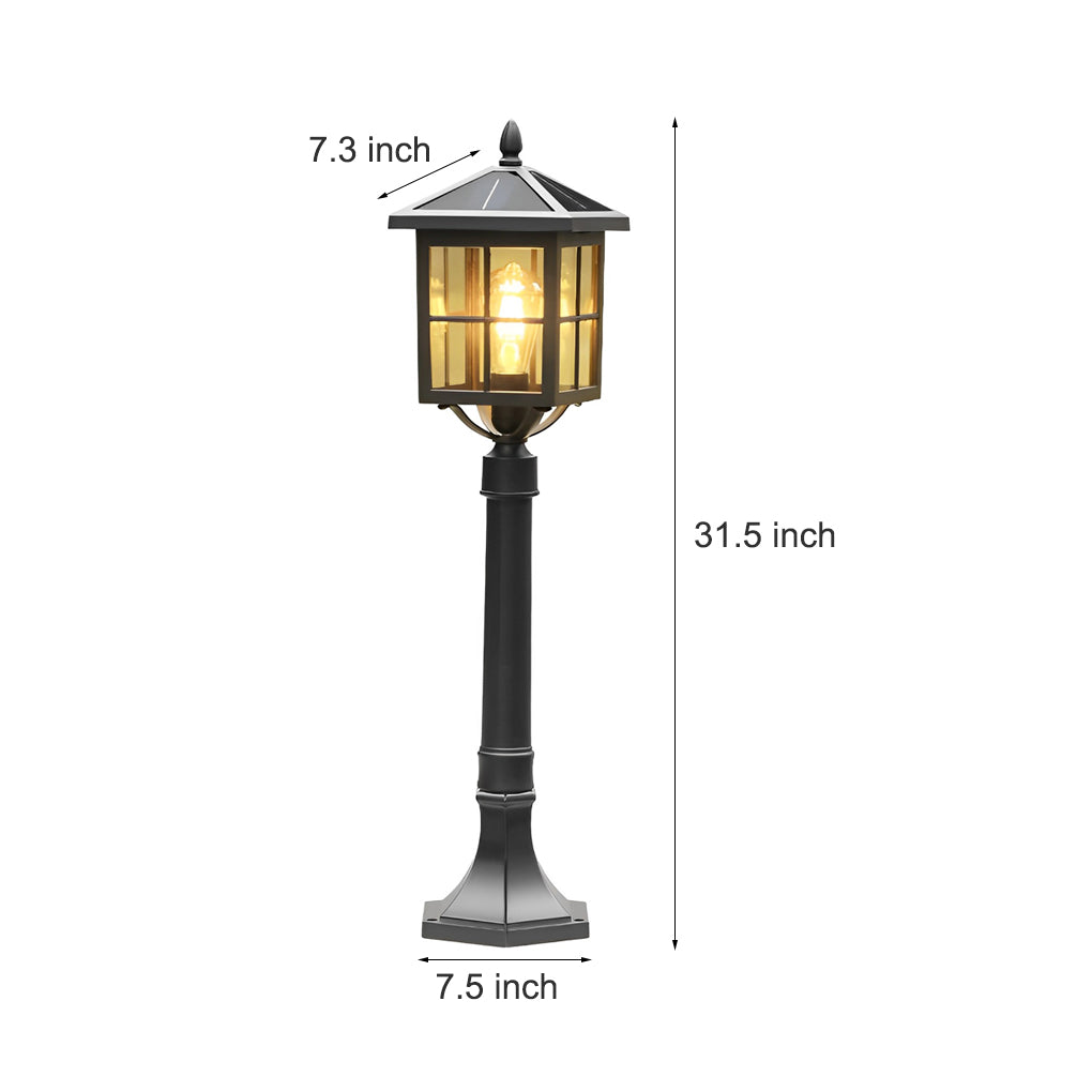 Square Waterproof Aluminum Black Retro Solar Lights Outdoor Lawn Lamp