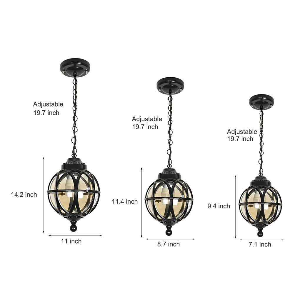 European-style Retro Pendant Aluminum Glass Hanging Ball Outdoor Ceiling Light