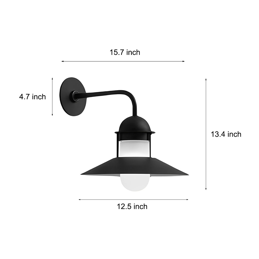 Antique Round Iron Glass Waterproof Black Retro Outdoor Wall Lights