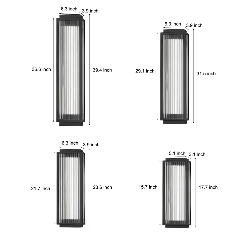 Rectangular Strip Waterproof LED Black Modern Outdoor Wall Lights