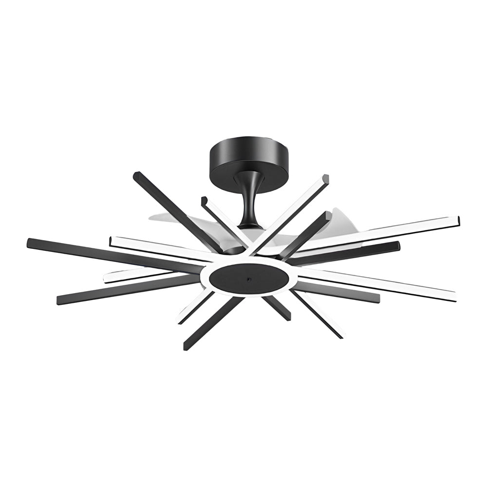 Spiral Linear Modern LED Ceiling Fan in Black/Gold - Silent Fan Light Fixture