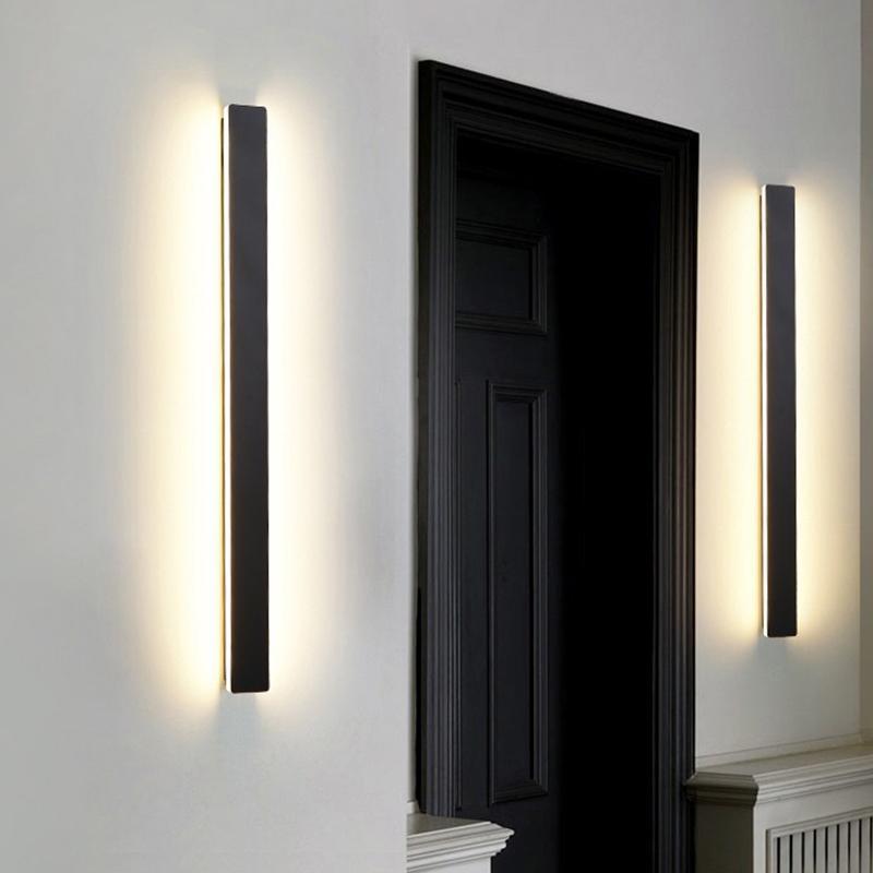 Waterproof Long Strip LED Wall Lamp Outdoor Wall Lights Black Porch Lights