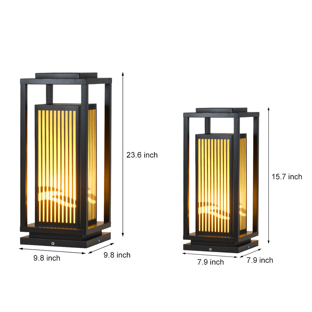 Minimalist Striped Decor LED Black Modern Solar Lights Outdoor Lanterns