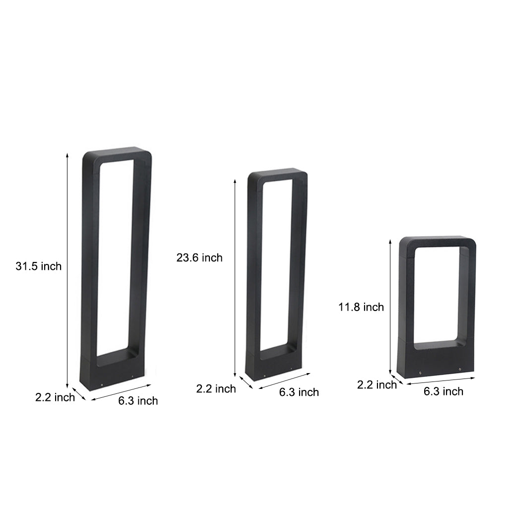 Rectangular Frame Waterproof Led Black Modern Outdoor Light Post Lamp