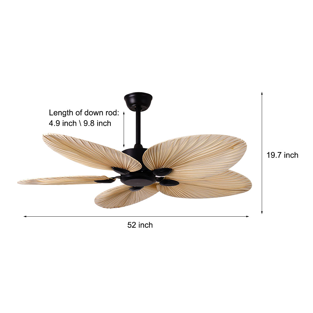 Palm Leaf Inverter Timed Silent 52'' Flush Mount Ceiling Fan Modern Fans