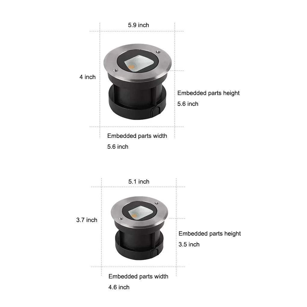 Ultra-thin Waterproof Recessed Step Lights LED Ground Lighting for Stairs, Decks (IP65, 110-240V, Warm White)