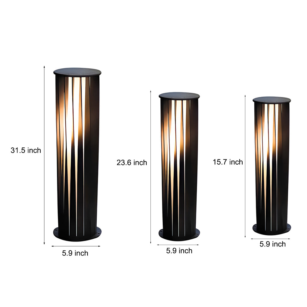 Creative Cylindrical LED Waterproof Black Modern Solar Pathway Lights