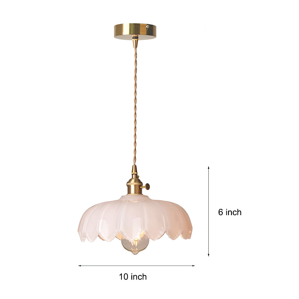 Retro Flower Glass Brass Nordic Kitchen Pendant Lighting Chandelier