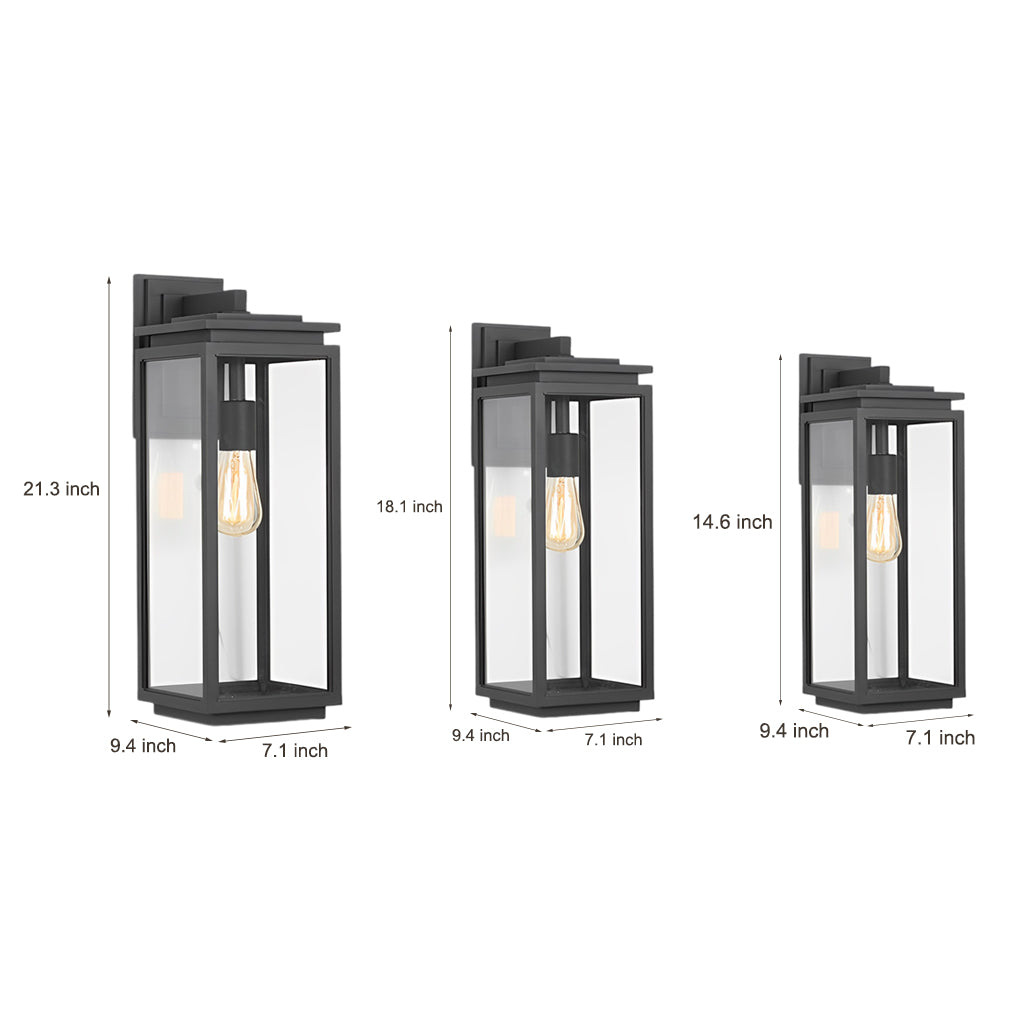 Waterproof Rectangular Glass Black Industrial Outdoor Wall Lamp Exterior Lights