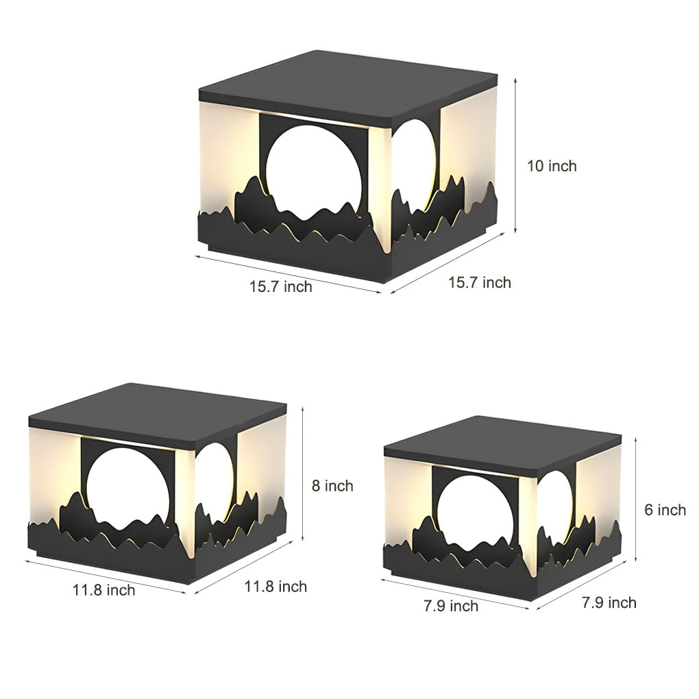 Mountain Scenery Design Waterproof LED Modern Solar Fence Post Lights