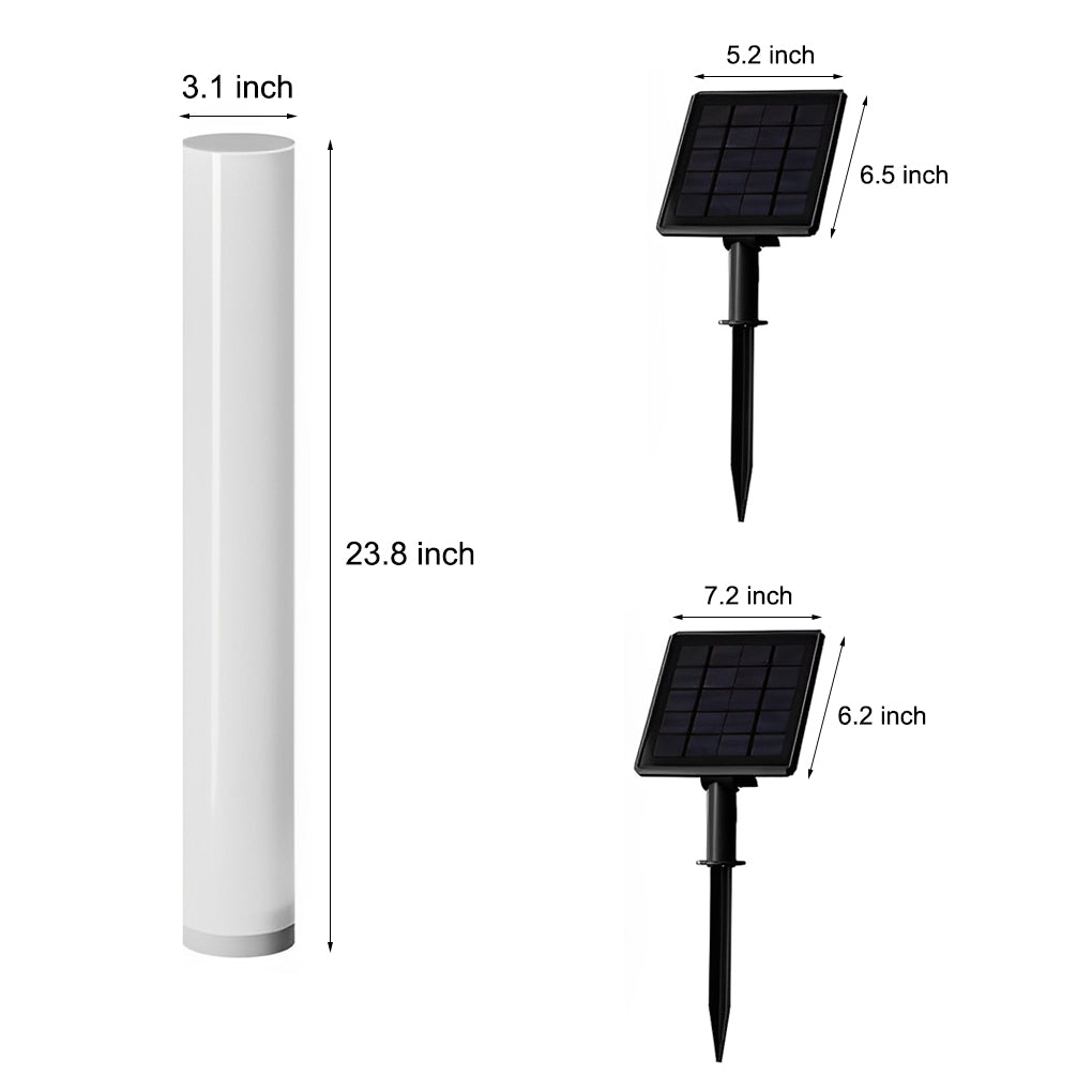 Long Cylindrical Waterproof White Modern Solar Lawn Lights Lamp Post