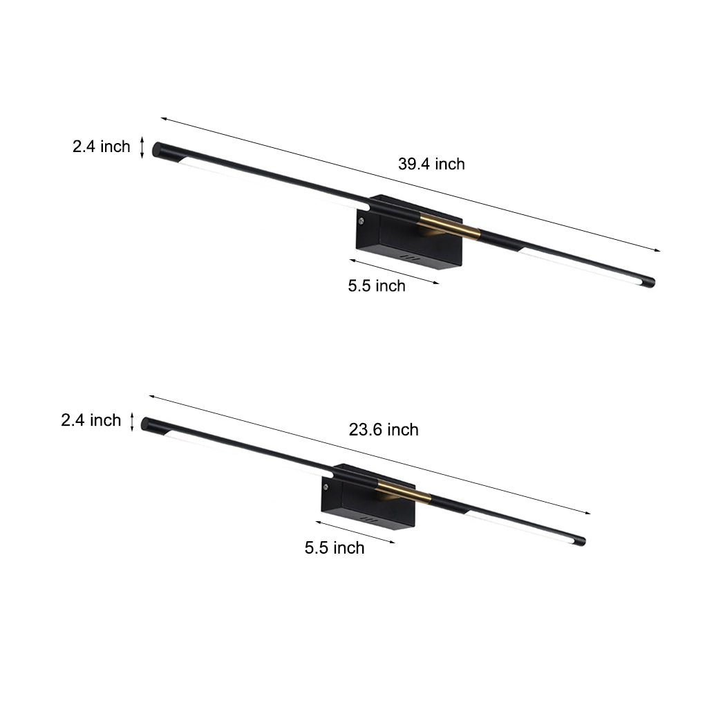 23.6''/39.4'' Black and Gold Linear LED Bathroom Vanity Light Bar