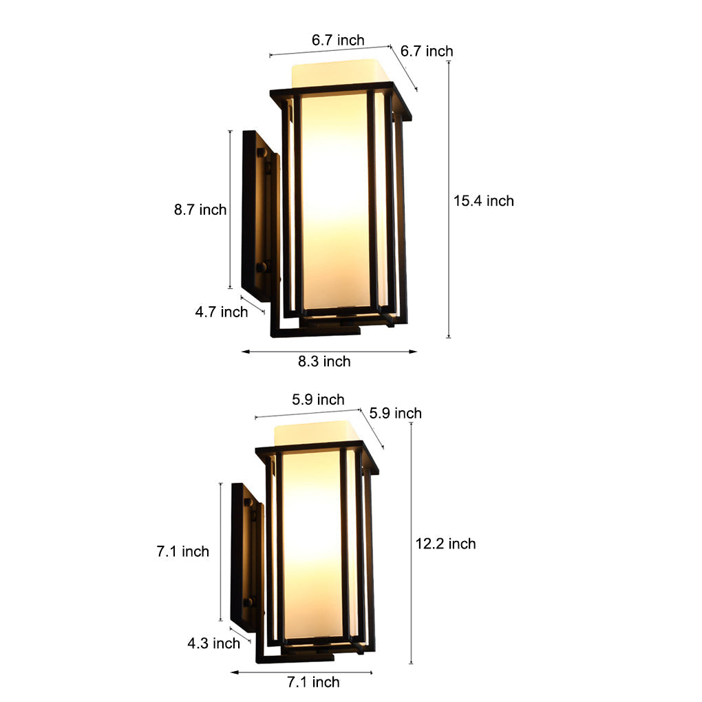 Square Waterproof LED Black Retro Outdoor Wall Lamp Exterior Lights