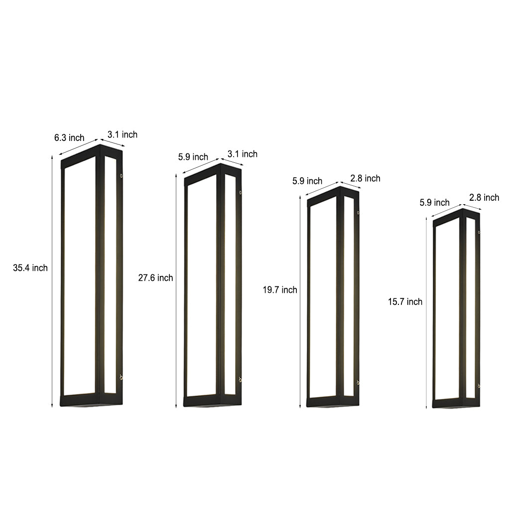 Rectangular LED Waterproof Black Modern Outdoor Exterior Light Wall Lamp