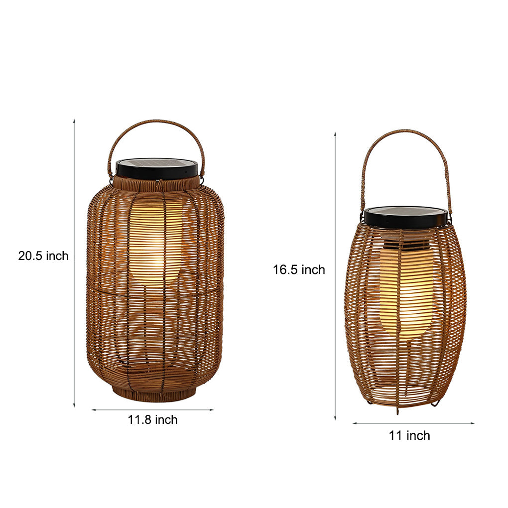 Portable Lantern Rattan LED Waterproof Solar Outdoor Lights Floor Lamp