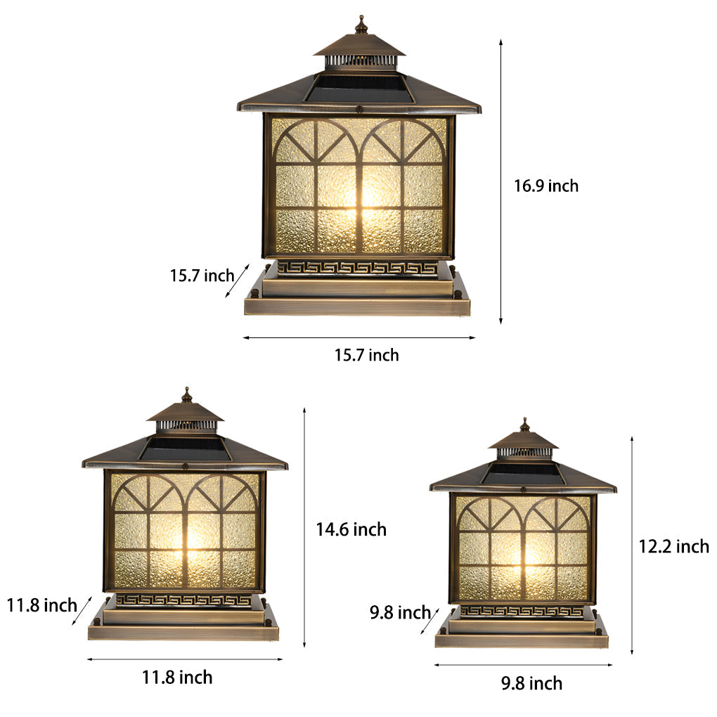 Classical Waterproof LED 3 Step Dimming Bronze Solar Post Caps Lights