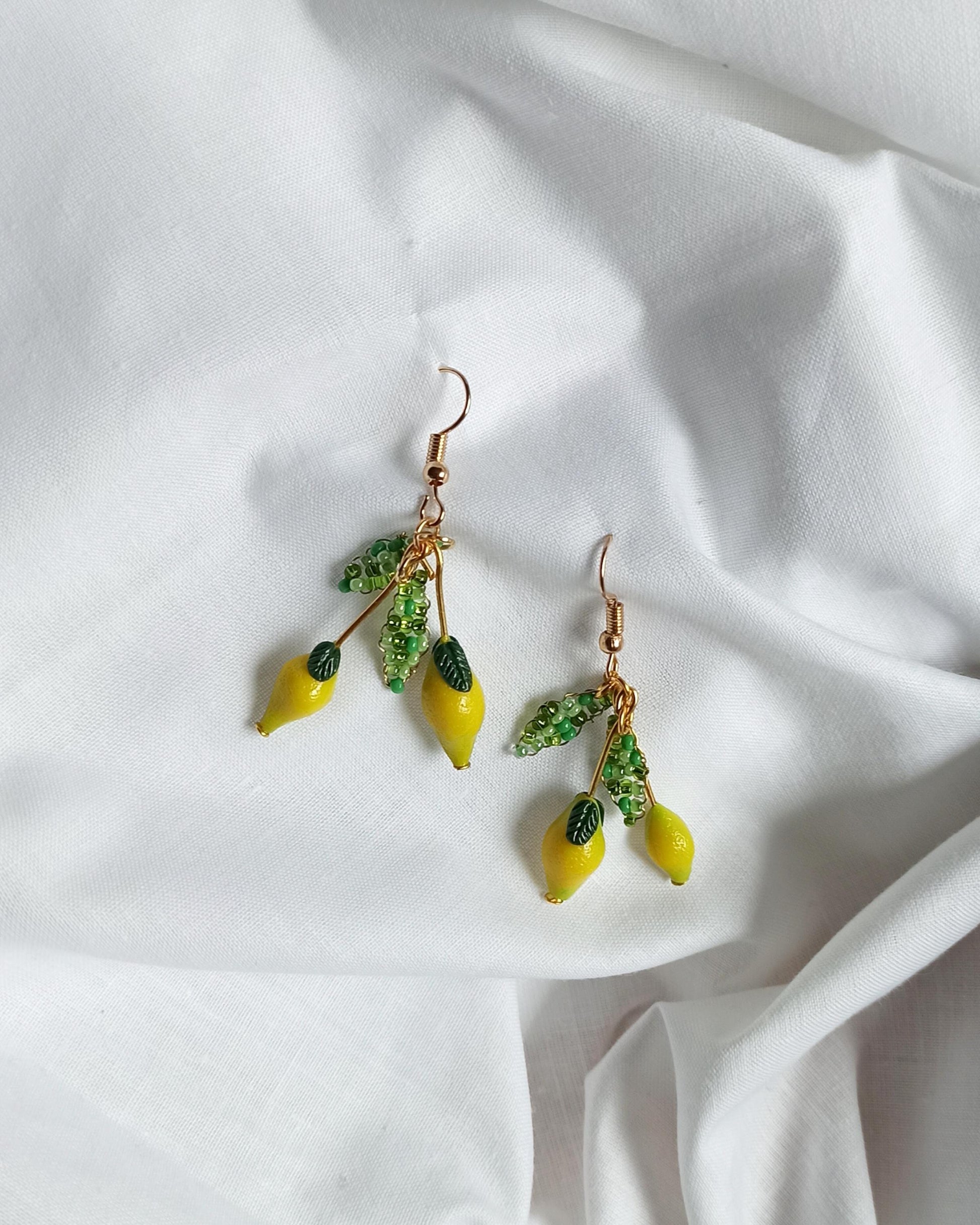 Lemon Drop Fruit Earrings | Handmade Polymer Clay Miniature Citrus Dangle Jewelry