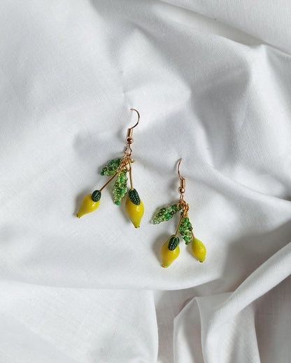 Lemon Drop Fruit Earrings | Handmade Polymer Clay Miniature Citrus Dangle Jewelry