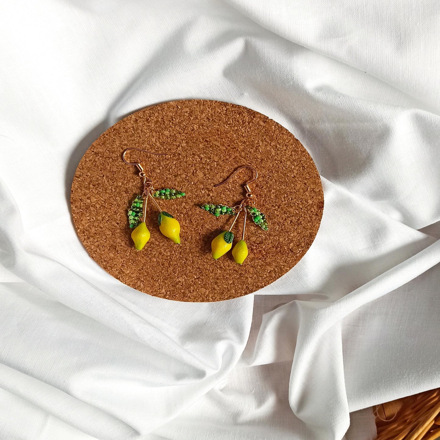 Lemon Drop Fruit Earrings | Handmade Polymer Clay Miniature Citrus