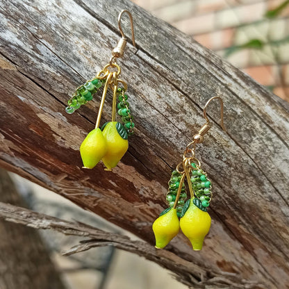 Lemon Drop Fruit Earrings | Handmade Polymer Clay Miniature Citrus Dangle Jewelry