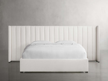 Wyller Channel-Stitched Extended Headboard Bed with Low Footboard