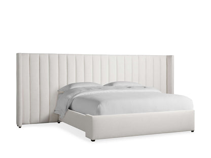 Wyller Channel-Stitched Extended Headboard Bed with Low Footboard