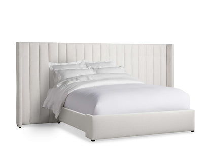 Wyller Channel-Stitched Extended Headboard Bed with Low Footboard