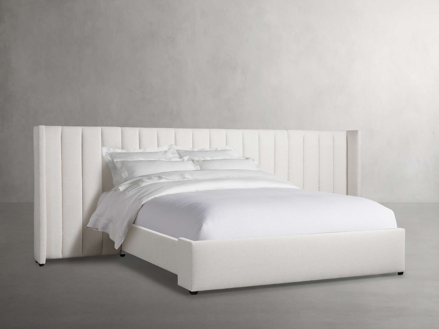 Wyller Channel-Stitched Extended Headboard Bed with Low Footboard