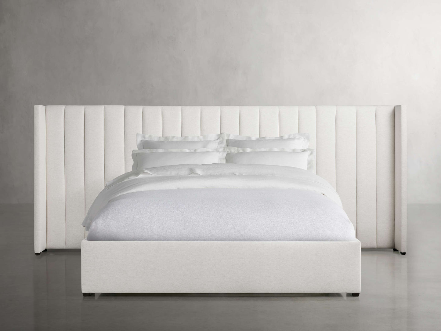 Wyller Channel-Stitched Extended Headboard Bed with Low Footboard
